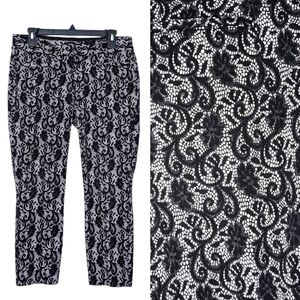 CANDIE'S Audrey Ankle Cropped 11 Paisley Black Silver Gray Casual Pants Capri